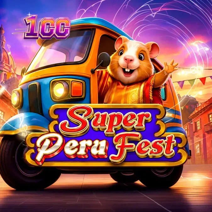 Cena vibrante do jogo Super Peru Fest com elementos culturais peruanos
